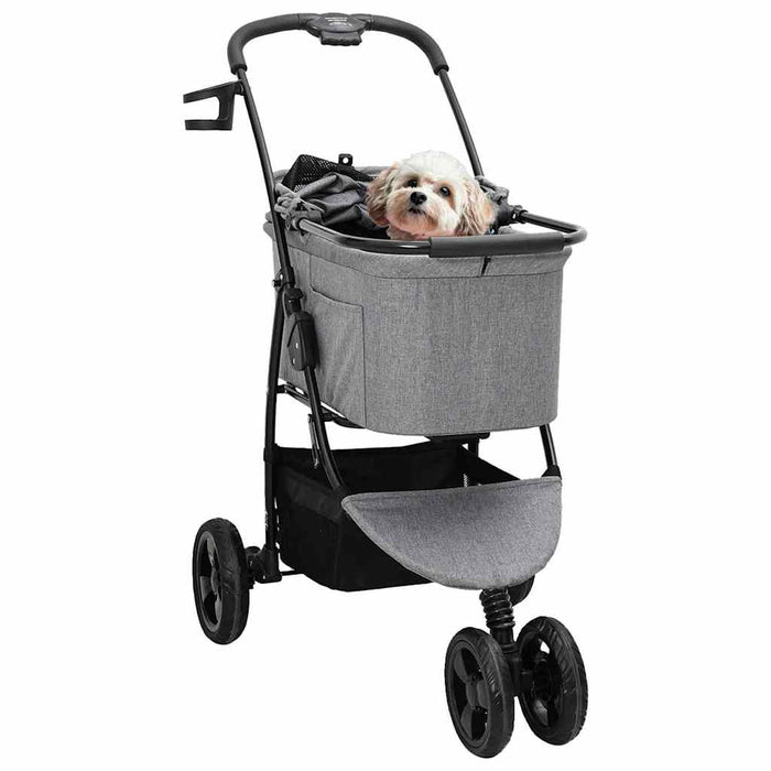 Carucior pentru Pisici Pliante Gri 78 x 54 x 101 cm Poliester WALTI