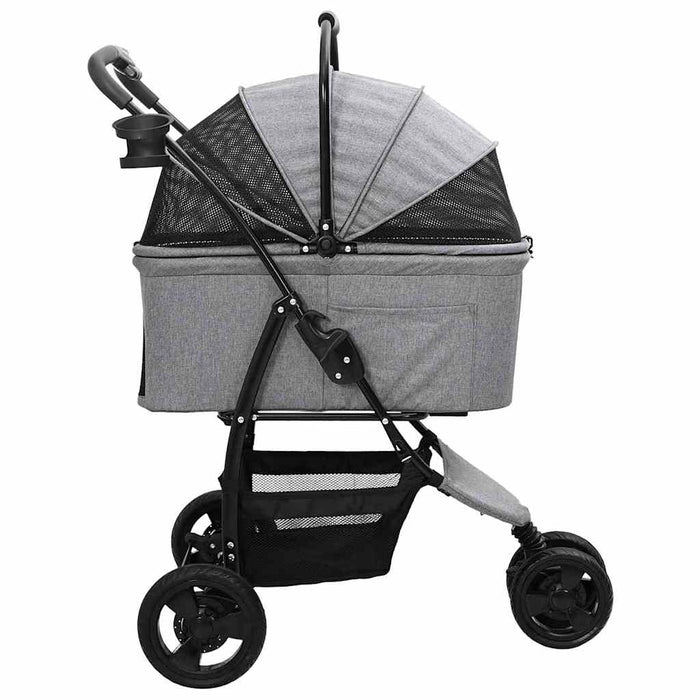 Carucior pentru Pisici Pliante Gri 78 x 54 x 101 cm Poliester WALTI
