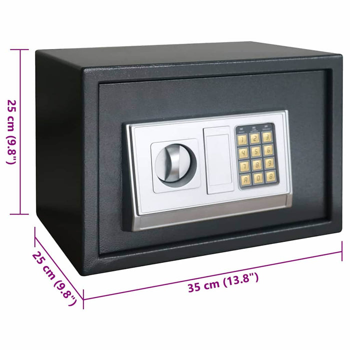 Seif digital cu blocare Gri închis 35 x 25 x 25 cm Oțel - WALTI WALTI