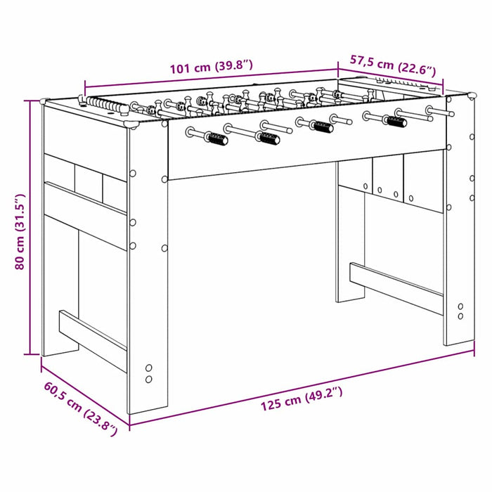 Masă de Foosball Gri din beton 125 x 60,5 x 80 cm Lemn compozit - WALTI WALTI