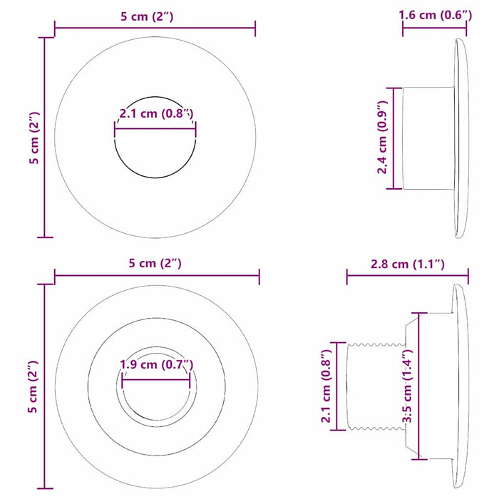 Rulmenți pentru masă de fotbal 5 x 5 x 2.8 cm 10 pcs - WALTI WALTI