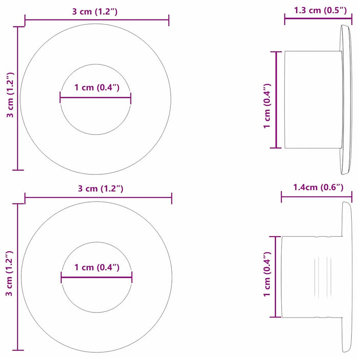 Stoppers pentru masă de fotbal 10 pcs Negru 3 x 3 x 1,4 cm HIPS - WALTI WALTI