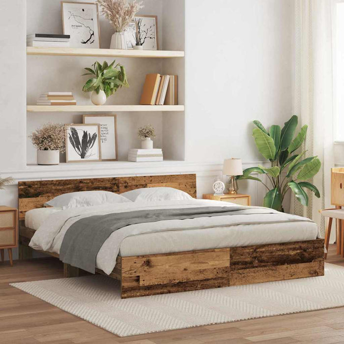 Cadru de pat Lemn vechi 203 x 185 x 70 cm Lemn compozit - WALTI WALTI