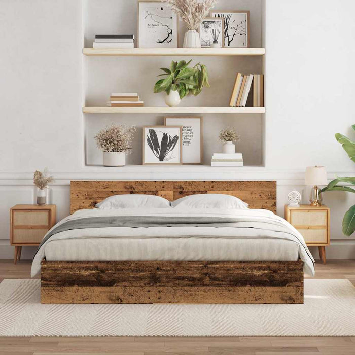 Cadru de pat Lemn vechi 203 x 185 x 70 cm Lemn compozit - WALTI WALTI