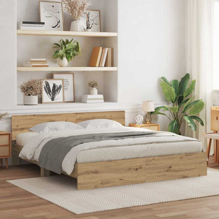 Cadru de pat Stejar Artizanal 203 x 185 x 70 cm Lemn compozit - WALTI WALTI
