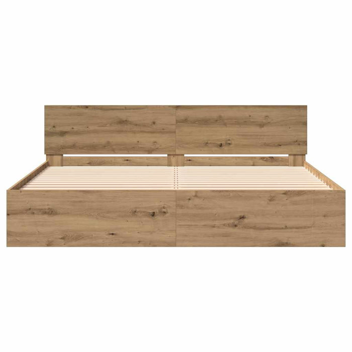 Cadru de pat Stejar Artizanal 203 x 185 x 70 cm Lemn compozit - WALTI WALTI