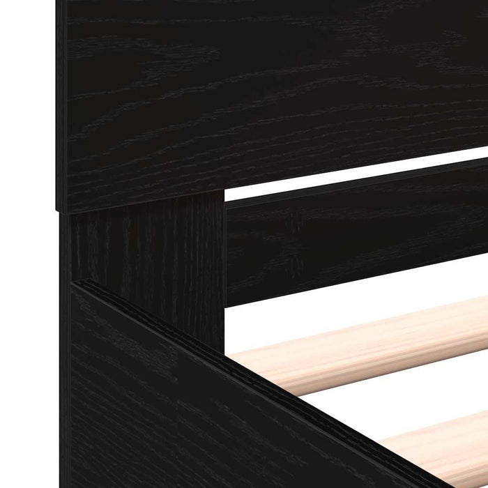 Cadru de pat Stejar Negru 203 x 185 x 70 cm Lemn compozit - WALTI WALTI