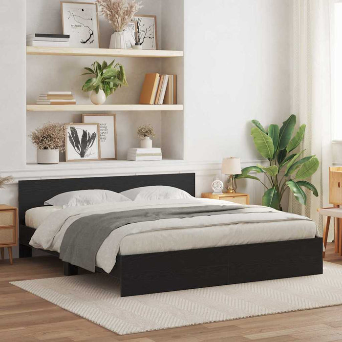 Cadru de pat Stejar Negru 203 x 185 x 70 cm Lemn compozit - WALTI WALTI
