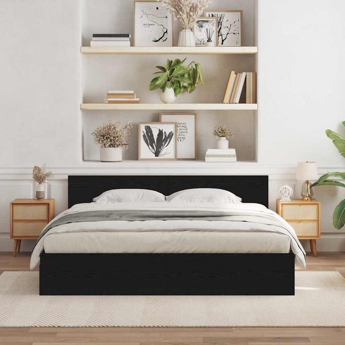 Cadru de pat Stejar Negru 203 x 185 x 70 cm Lemn compozit - WALTI WALTI