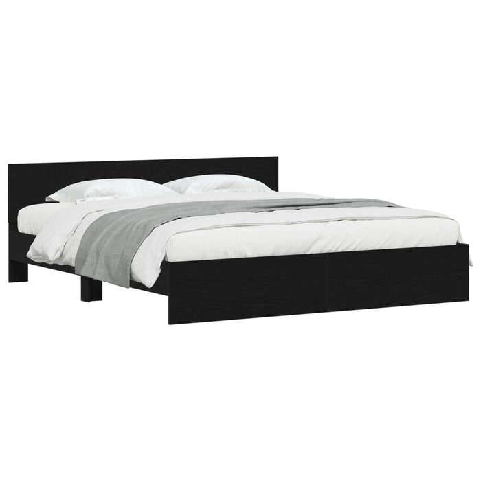 Cadru de pat Stejar Negru 203 x 185 x 70 cm Lemn compozit - WALTI WALTI