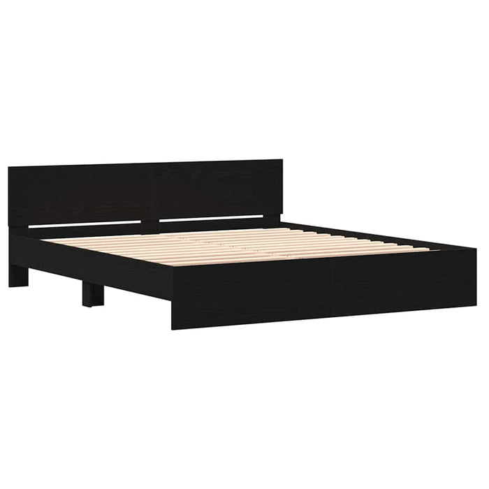 Cadru de pat Stejar Negru 203 x 185 x 70 cm Lemn compozit - WALTI WALTI