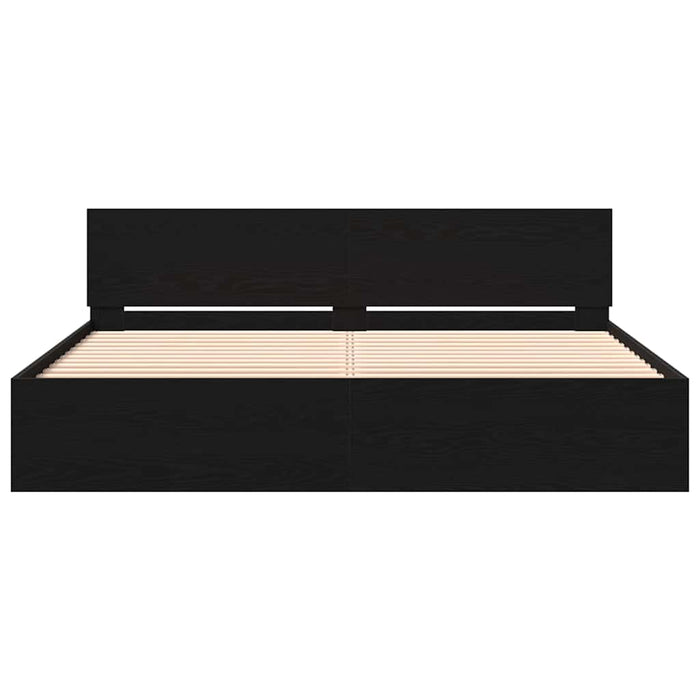 Cadru de pat Stejar Negru 203 x 185 x 70 cm Lemn compozit - WALTI WALTI