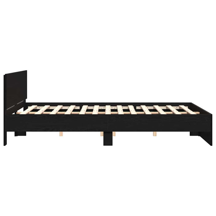 Cadru de pat Stejar Negru 203 x 185 x 70 cm Lemn compozit - WALTI WALTI