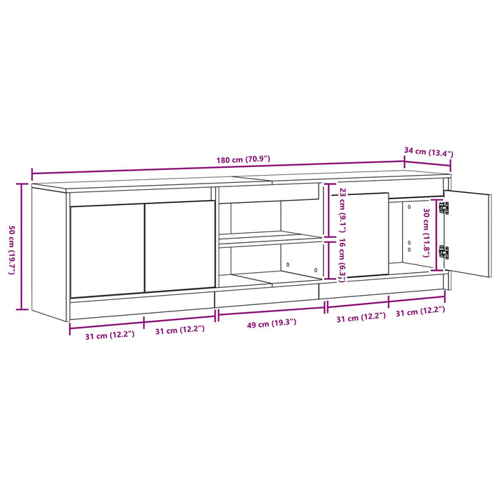 Unități TV 2 pcs Maro 180 x 34 x 50 cm Lemn compozit - WALTI WALTI