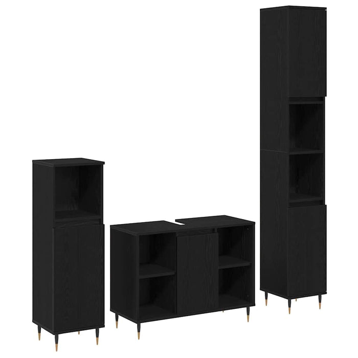 Set mobilă baie vidaXL 3 piese Stejar negru Lemn stratificat - WALTI WALTI