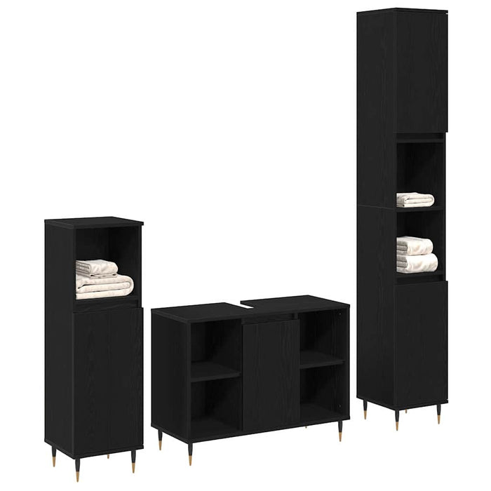 Set mobilă baie vidaXL 3 piese Stejar negru Lemn stratificat - WALTI WALTI