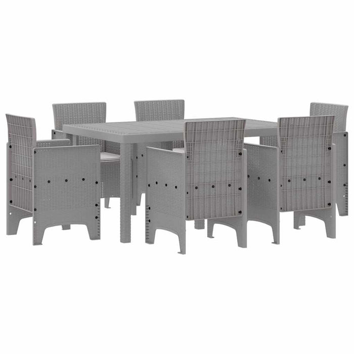 Set de masă pentru grădină 7 buc. Gri deschis Ratan Polt WALTI