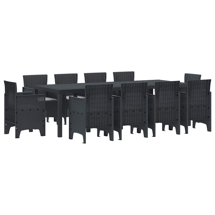 Set Masă Grădină 11 pcs Antracit 250 x 100 x 73 cm Poliratan - WALTI WALTI
