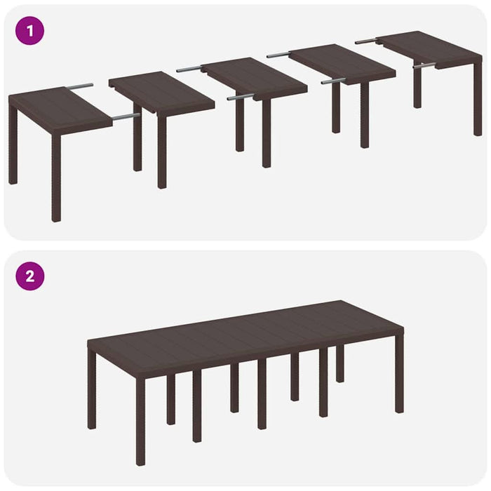 Set de dining pentru grădină 11 pcs Maro 250 x 100 x 73 cm - WALTI WALTI