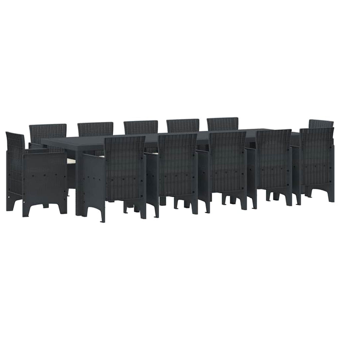 Set de masă pentru grădină 13 pcs Antracit mare Polyrattan - WALTI WALTI