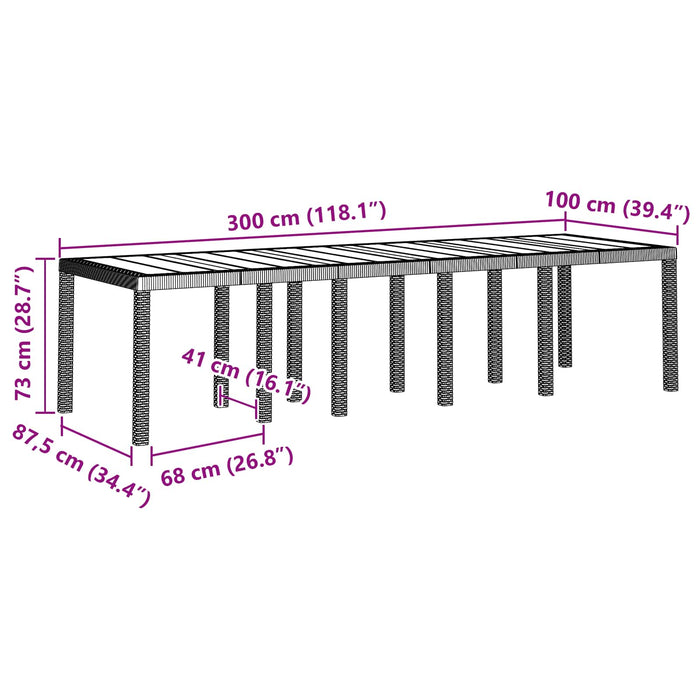 Set de masă pentru grădină 13 pcs Maro Rattan poli WALTI