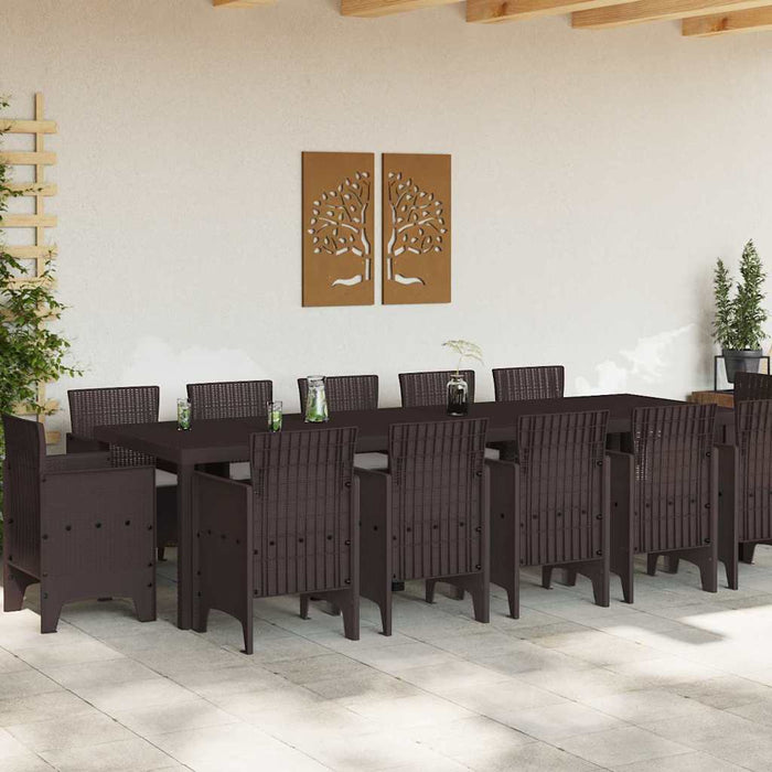 Set de masă pentru grădină cu pernă 13 pcs Maro și gri deschis - WALTI WALTI