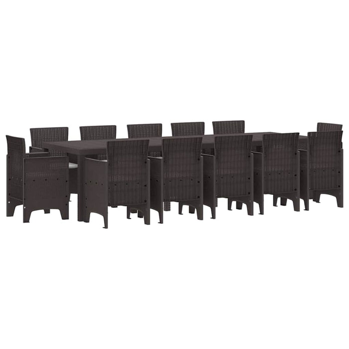 Set de masă pentru grădină cu pernă 13 pcs Maro și gri deschis - WALTI WALTI