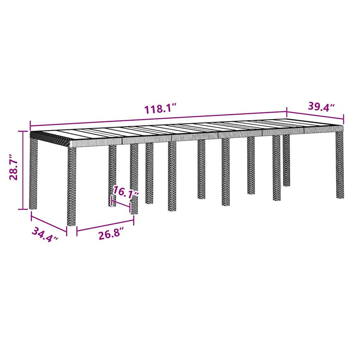 Set de masă pentru grădină cu pernă 13 pcs Maro și gri deschis - WALTI WALTI