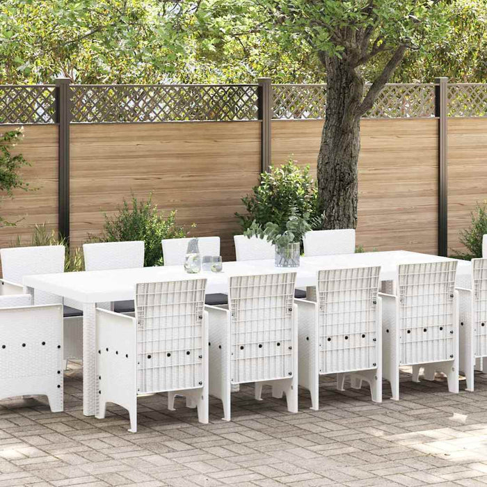 Set de masă pentru grădină cu pernă 13 pcs Alb mare Polyrattan - WALTI WALTI