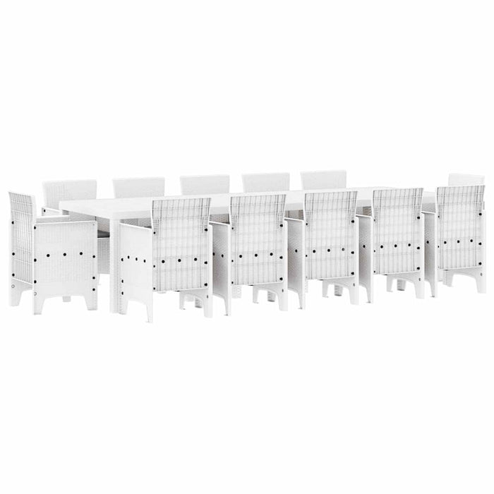 Set de masă pentru grădină cu pernă 13 pcs Alb mare Polyrattan - WALTI WALTI