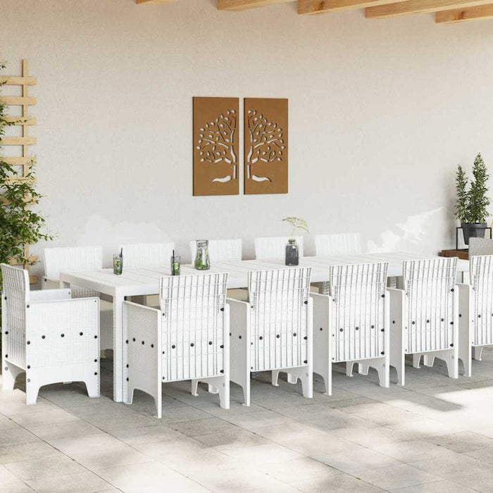 Set de masă pentru grădină 13 pcs Alb Polyrattan și bumbac - WALTI WALTI