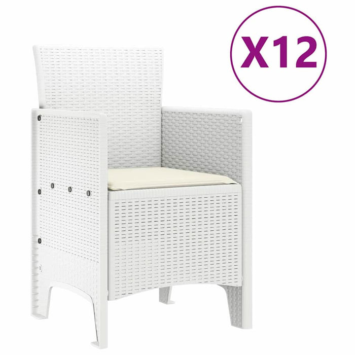 Set de masă pentru grădină 13 pcs Alb Polyrattan și bumbac - WALTI WALTI