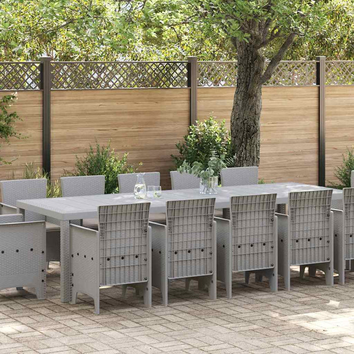 Set de masă pentru grădină 13 buc. Gri deschis Rattan poli WALTI