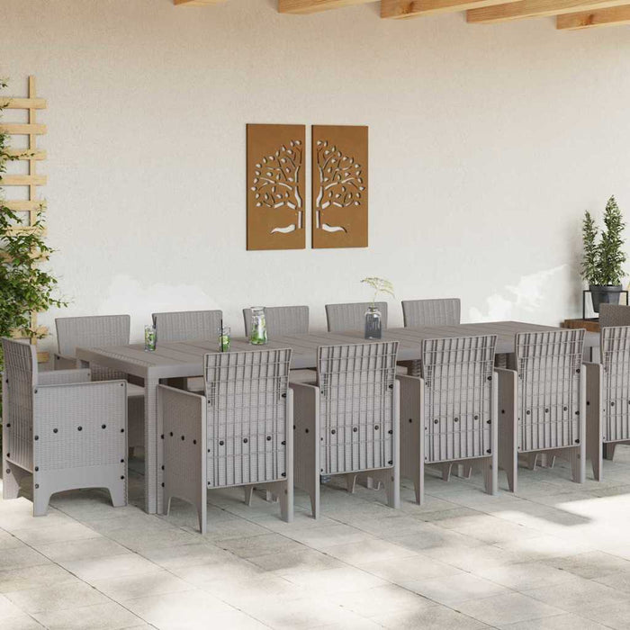 Set de masă pentru grădină 13 buc. Gri deschis Rattan poli WALTI