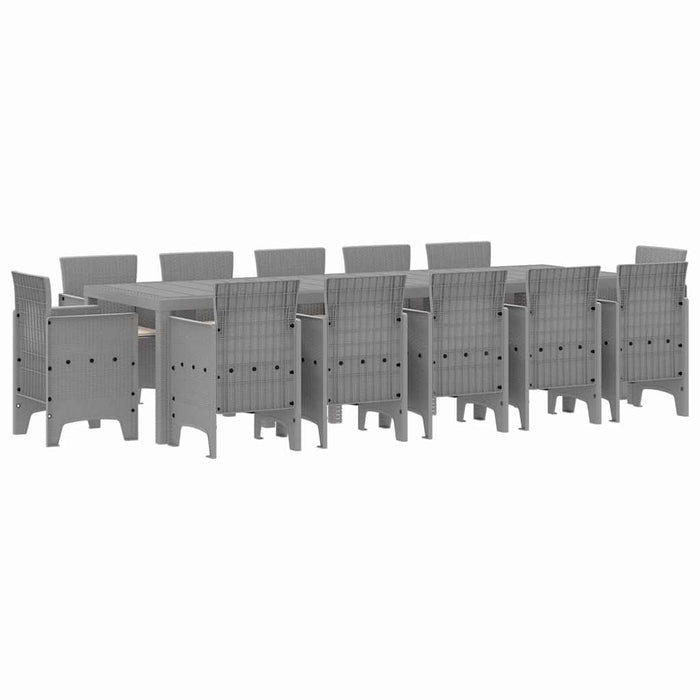 Set de masă pentru grădină 13 buc. Gri deschis Rattan poli WALTI
