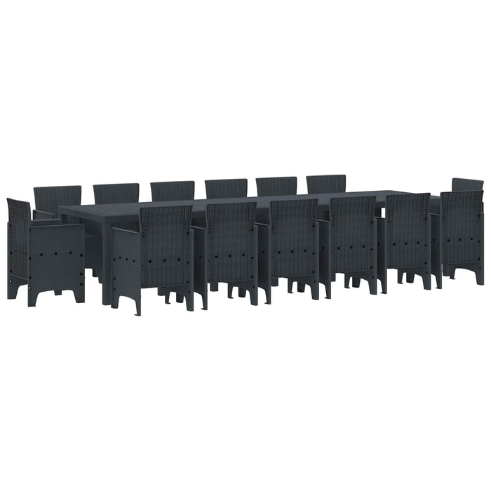 Set de masă pentru grădină 15 pcs Antracit Ratan Polt - WALTI WALTI