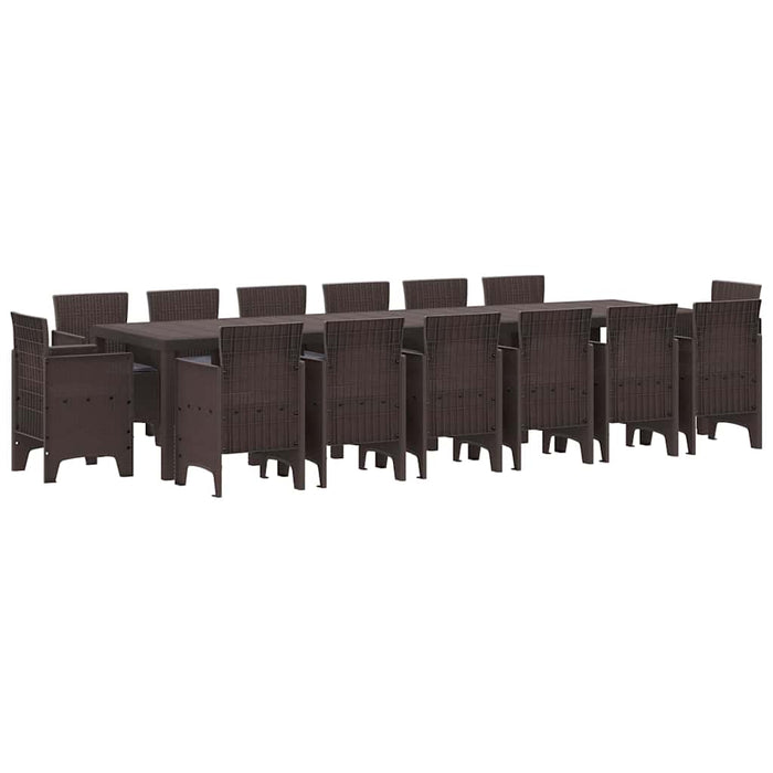 Set dining grădină 15 pcs Maro mare Ratan poli, Oțel - WALTI WALTI