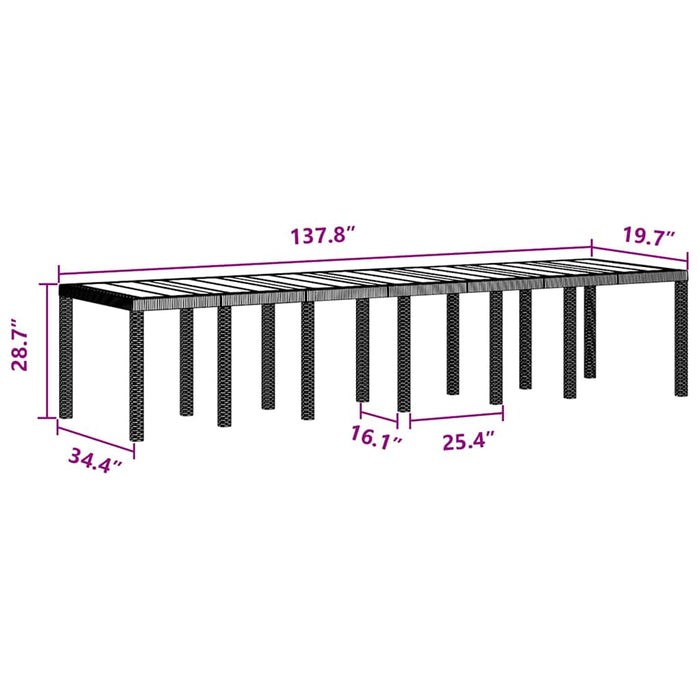 Set dining grădină 15 pcs Maro mare Ratan poli, Oțel - WALTI WALTI