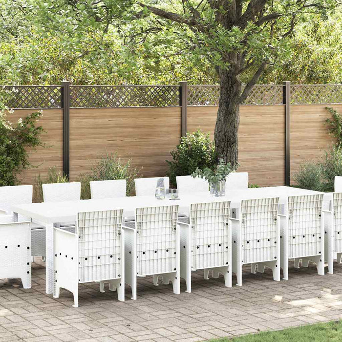 Set de dining pentru grădină 15 pcs Alb 14 locuri Ratan, Metal - WALTI WALTI