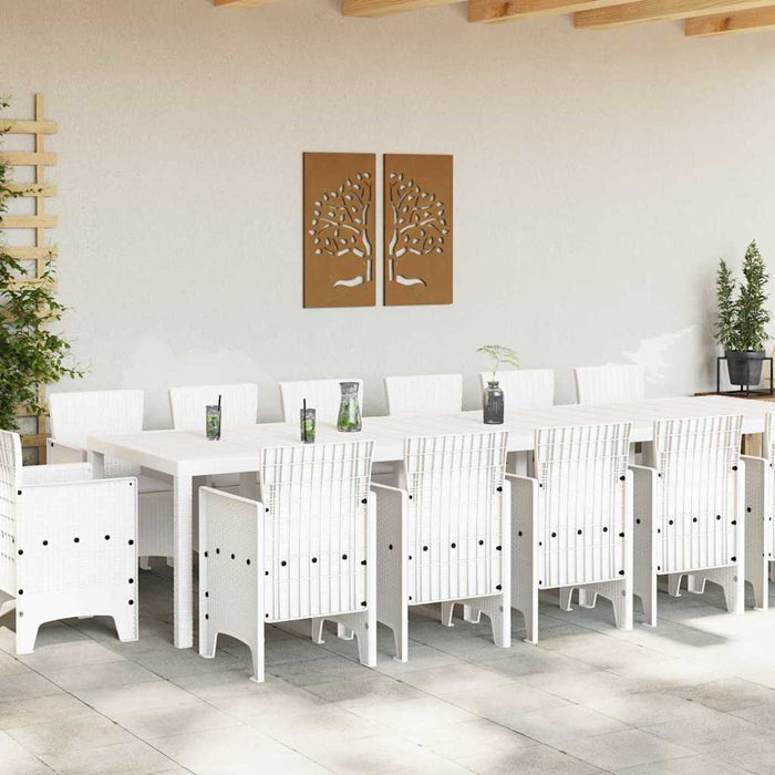 Set de dining pentru grădină 15 pcs Alb 14 locuri Ratan, Metal - WALTI WALTI