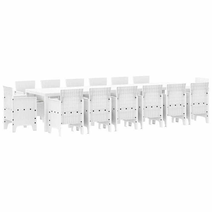 Set de dining pentru grădină 15 pcs Alb 14 locuri Ratan, Metal - WALTI WALTI