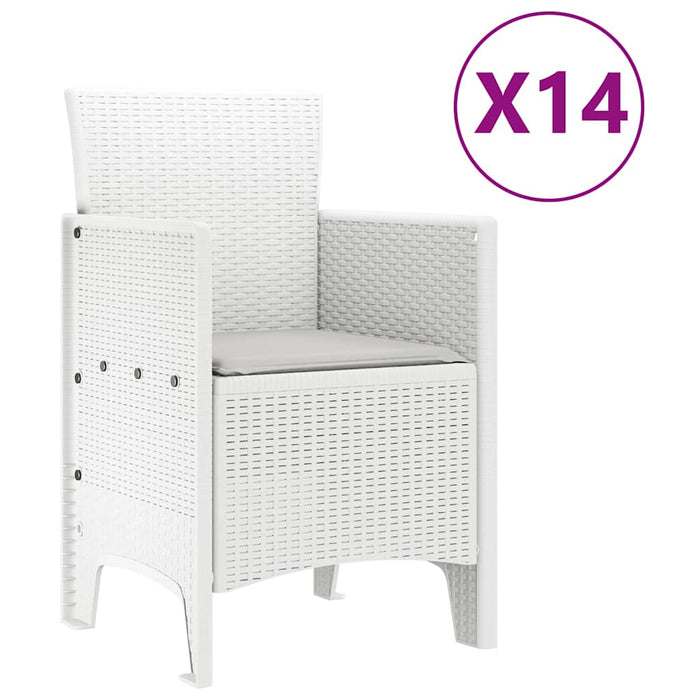 Set de dining pentru grădină 15 pcs Alb 14 locuri Ratan, Metal - WALTI WALTI