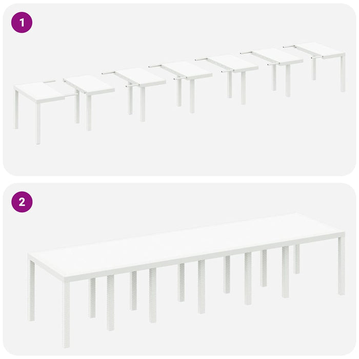 Set de dining pentru grădină 15 pcs Alb 14 locuri Ratan, Metal - WALTI WALTI