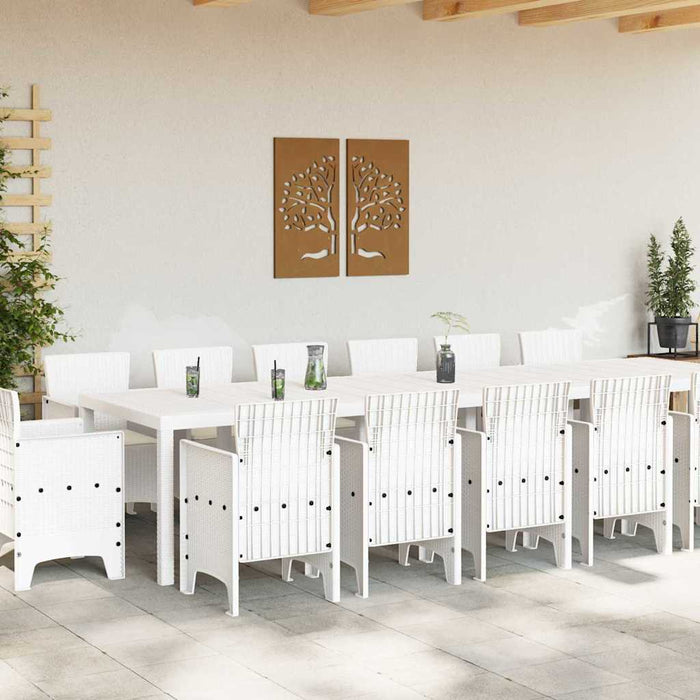 Set Dining Grădină 15 pcs Alb mare Ratan poli, Metal - WALTI WALTI