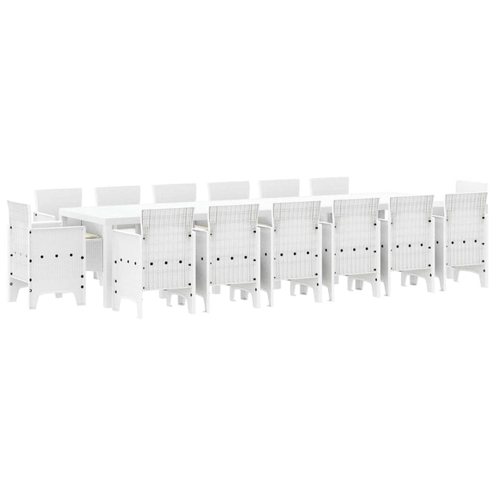 Set Dining Grădină 15 pcs Alb mare Ratan poli, Metal - WALTI WALTI