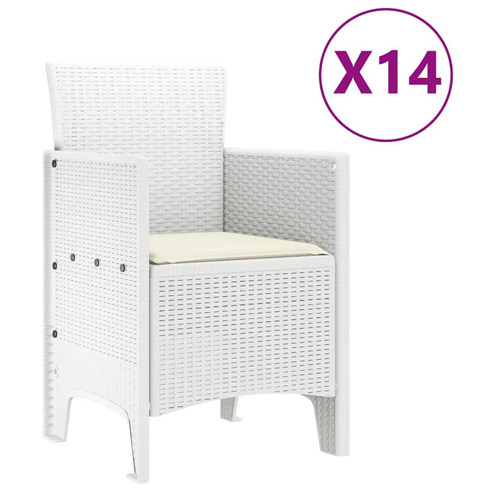 Set Dining Grădină 15 pcs Alb mare Ratan poli, Metal - WALTI WALTI