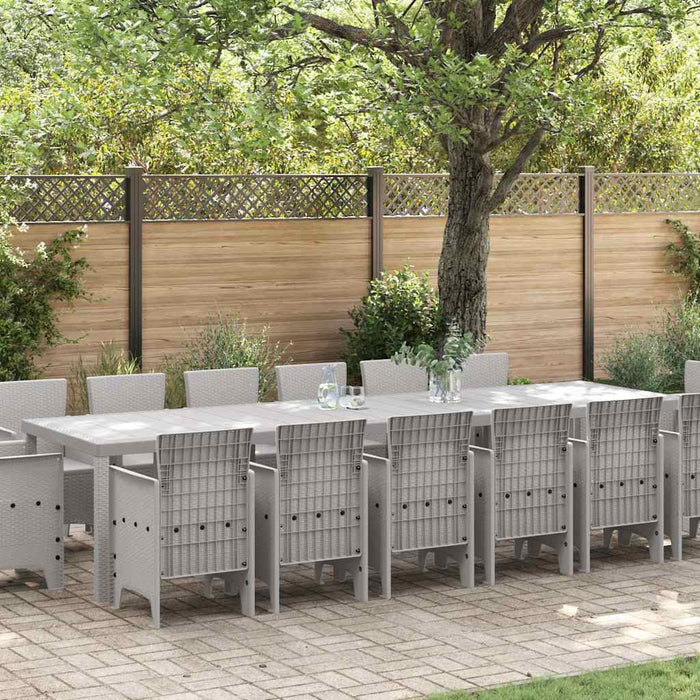 Set de Masă pentru Grădină 15 pcs Gri deschis mare Ratan, Metal - WALTI WALTI