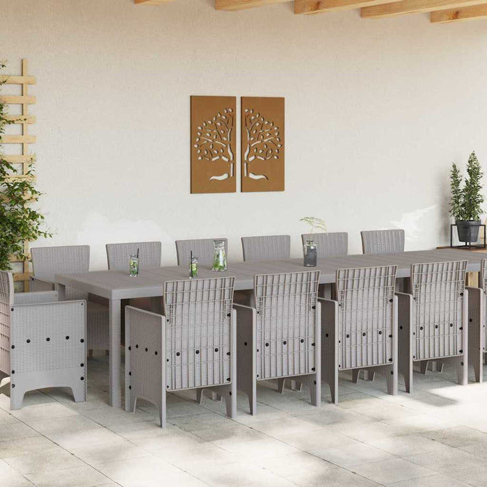 Set de Masă pentru Grădină 15 pcs Gri deschis mare Ratan, Metal - WALTI WALTI