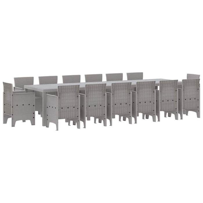 Set de Masă pentru Grădină 15 pcs Gri deschis mare Ratan, Metal - WALTI WALTI