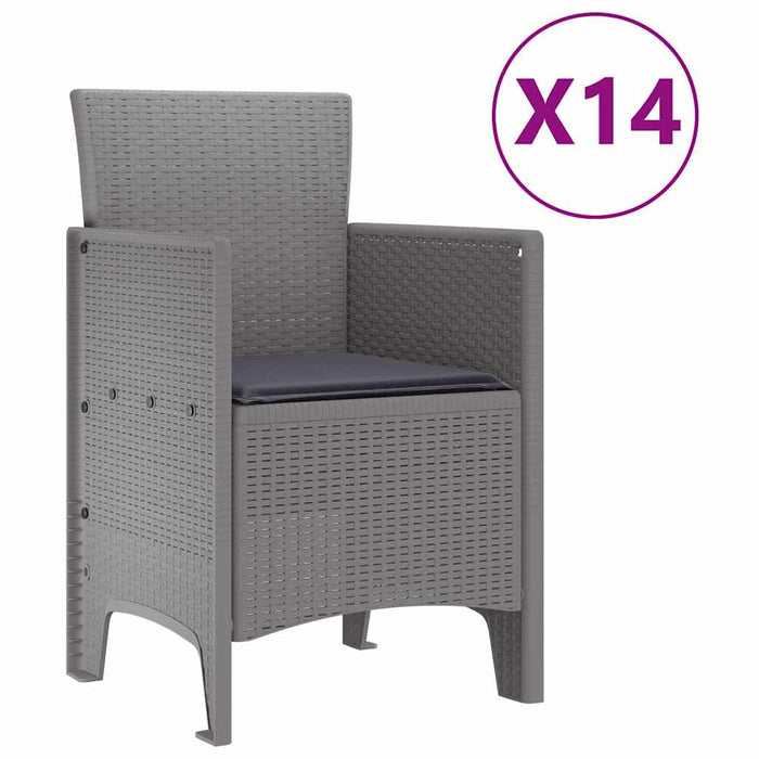 Set mese grădină 15 pcs Gri deschis 14 locuri Poliratan - WALTI WALTI